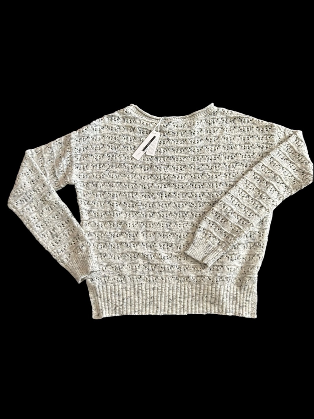Lilla P Pointelle Boatneck Sweater Black Marl ( Gray ) Sweater Sz XS NWT